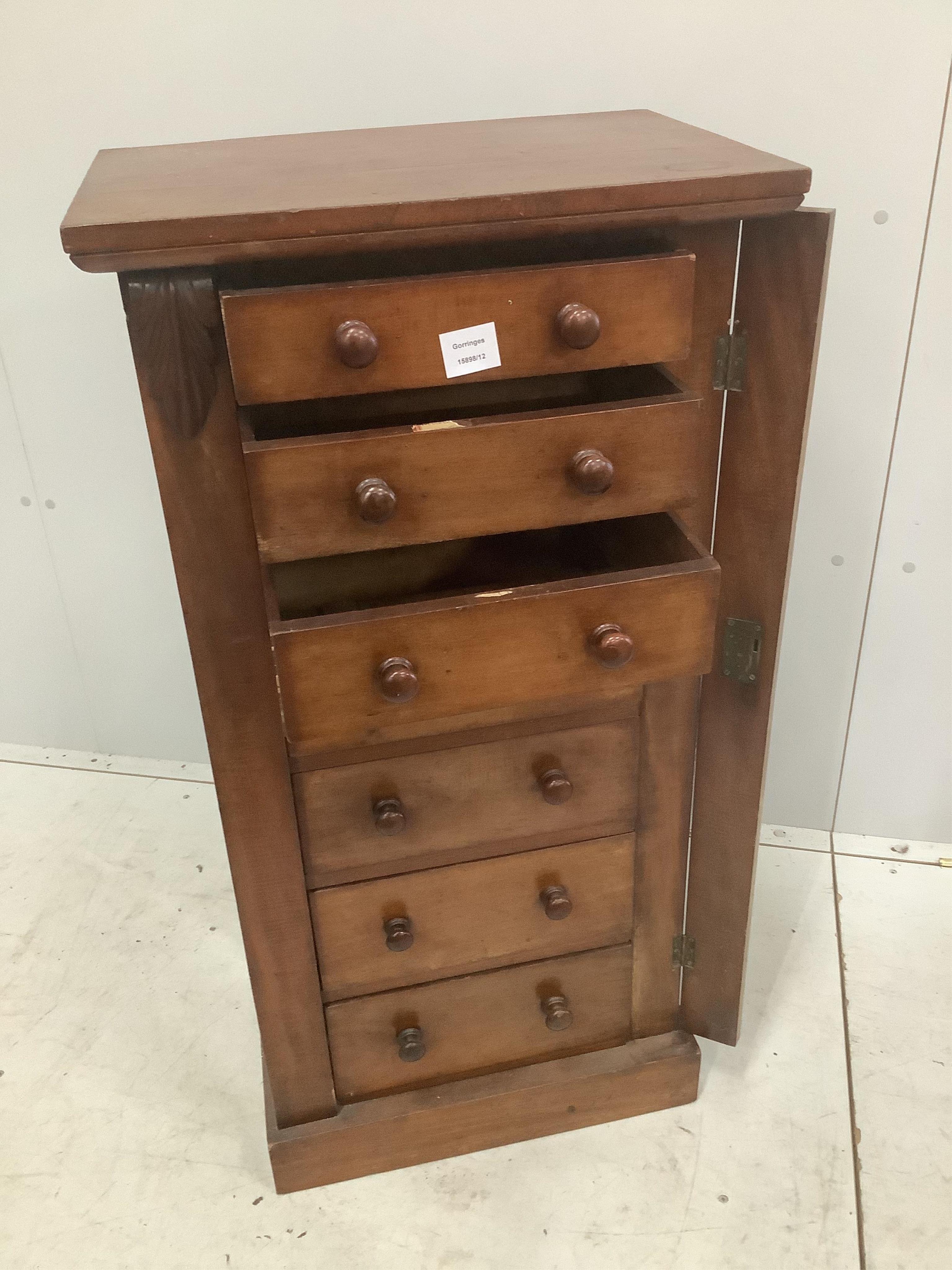 A Victorian mahogany Wellington chest, width 51cm, depth 35cm, height 103cm. Condition - fair